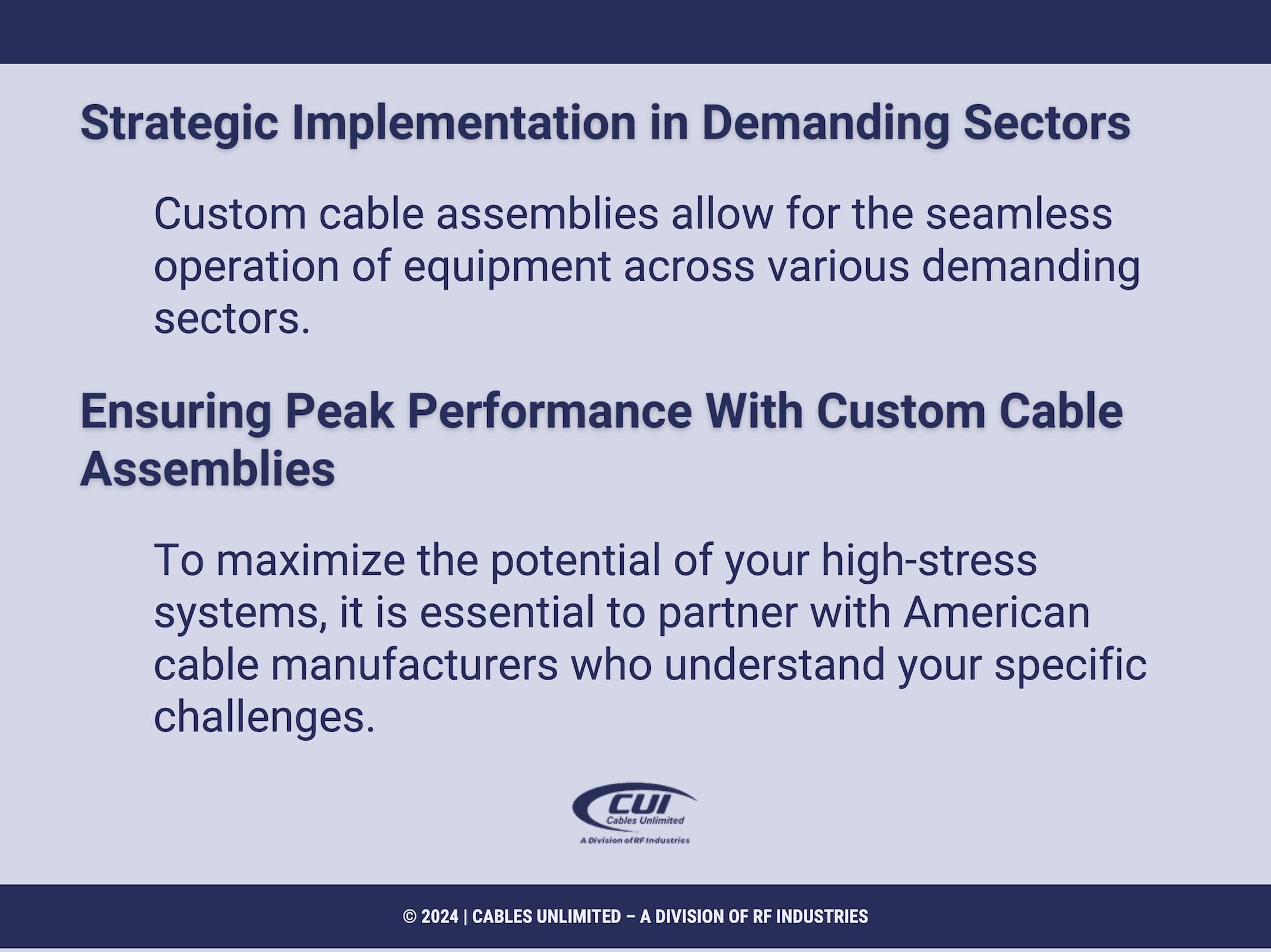 Callout 4: Two facts about custom cable assemblies performance in demanding sectors