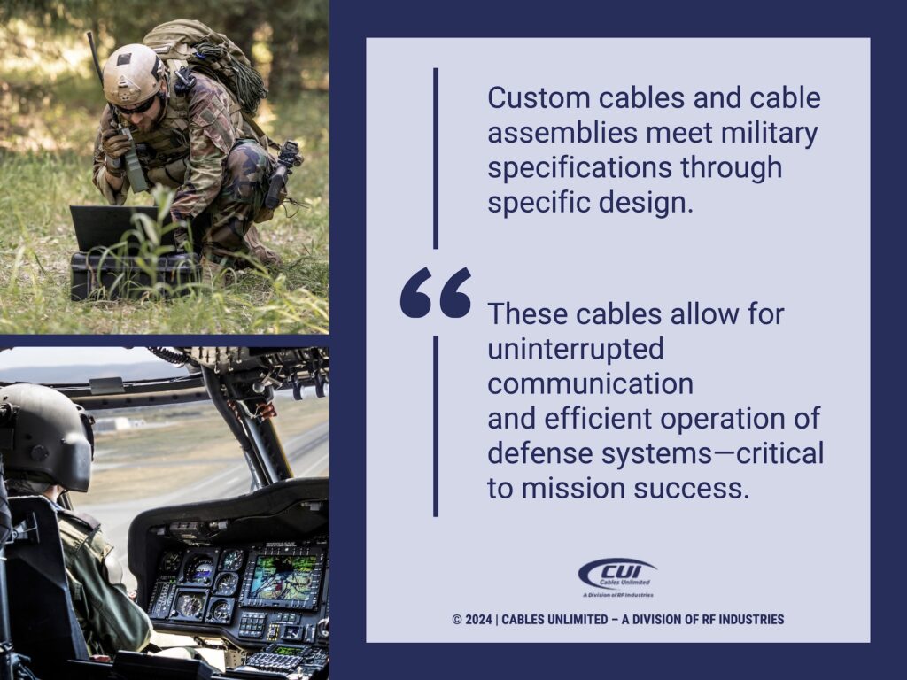 Callout 3: Military helicopter, soldier in field using communication device- quote from text about military cable functions