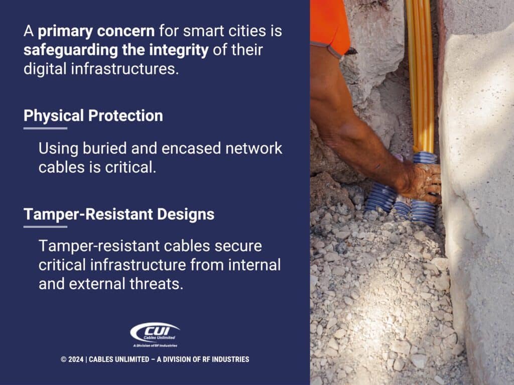 Callout 3: Worker installing fiber optic cables- 2 concerns about smart city digital infrasturcture.