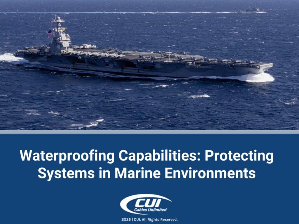 Aircraft carrier on open ocean waters- Waterproofing capabilities- protecting systems in marine environments.