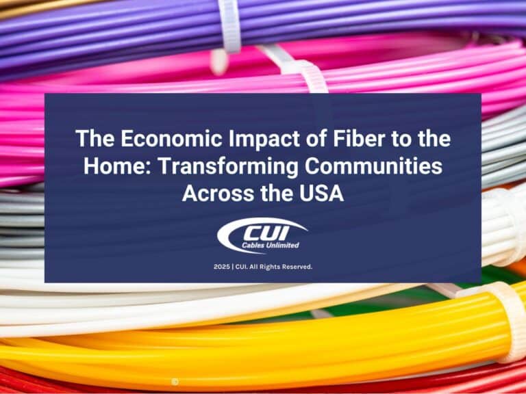 Featured: Different colored fiber optic cables- The Economic Impact of Fiber to the Home: Transforming Communities Across the USA.